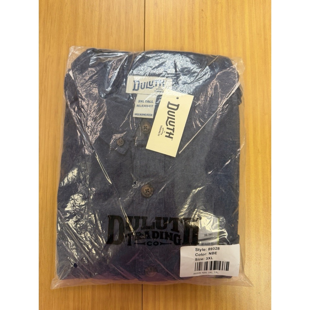 Duluth Trading Mens Free Swingin Flannel Relaxed Fit Shirt Navy Blue 3XL Tall